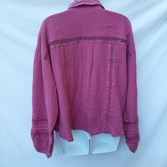 FREE PEOPLE Summer Stars Button Front Shirt NWOT - Picture 4 of 8